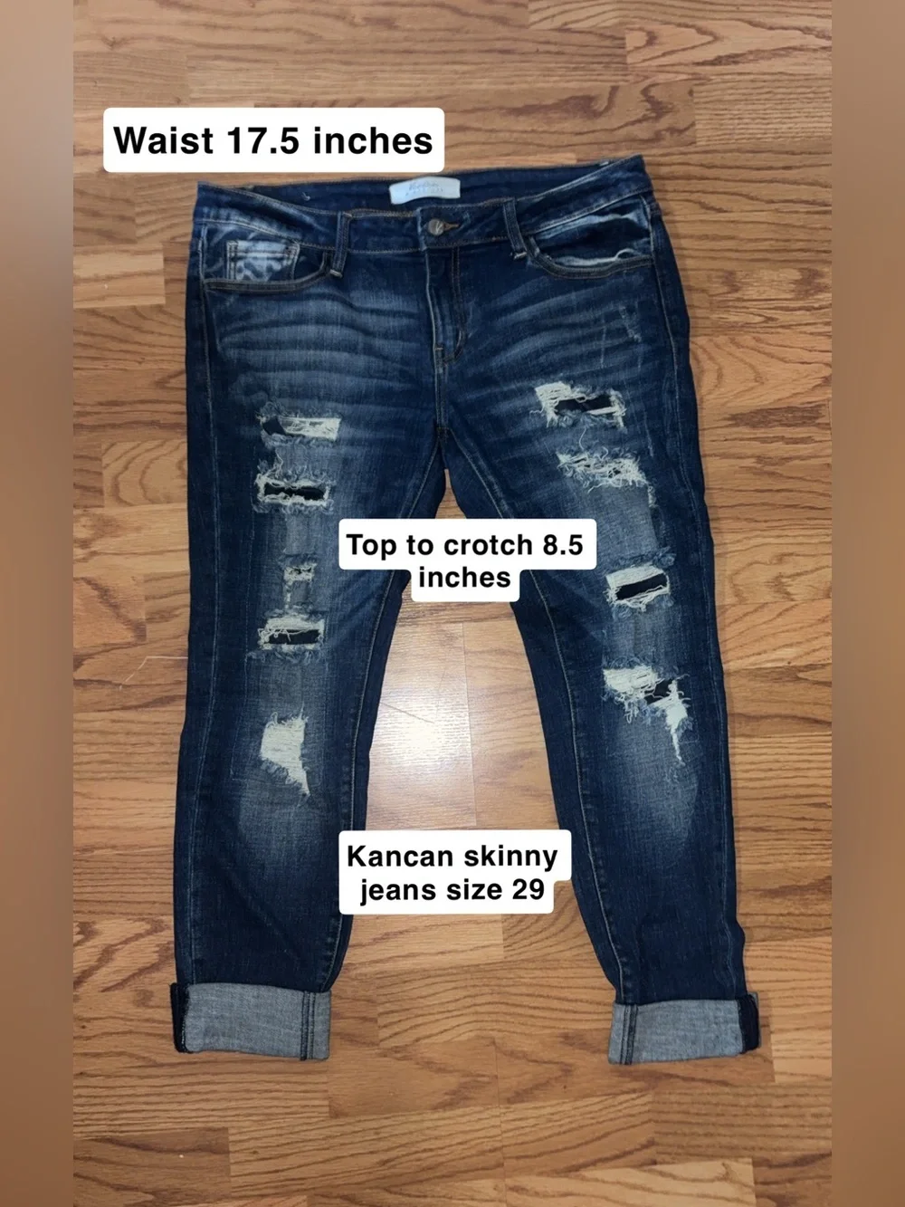 KanCan Distressed Dark Wash Skinny Jeans - Picture 1 of 3